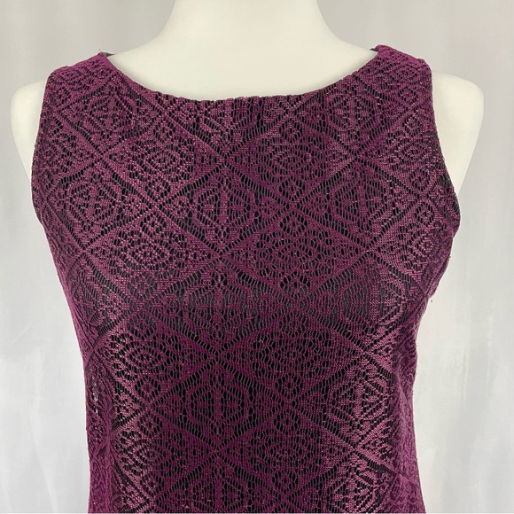 Vintage DBYLtd 20’s Short Sleeve Flapper Gatsby Mini Fringe Dress M Purple Black - Picture 2 of 12